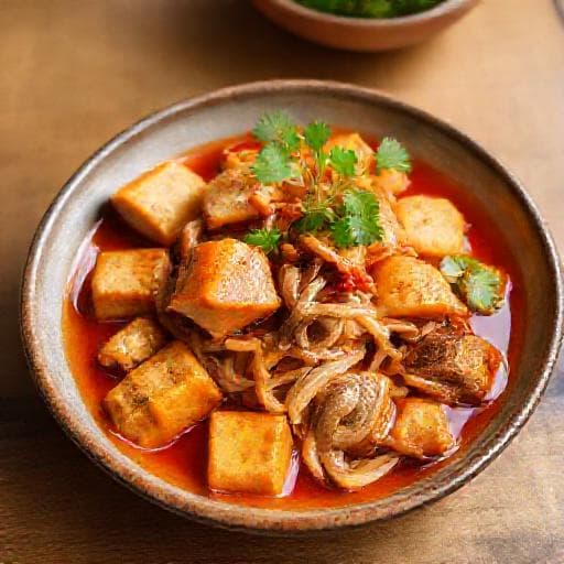 Đậu hũ kho nấm bào ngư sốt cà