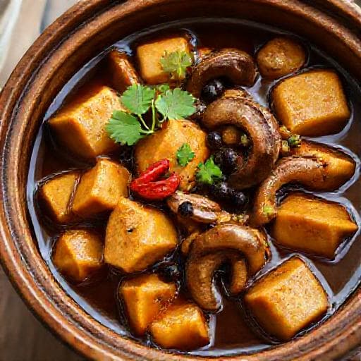 Đậu hũ kho tiêu nấm hương