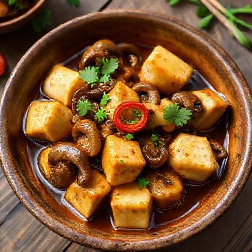 Đậu hũ sốt nấm hương truyền thống