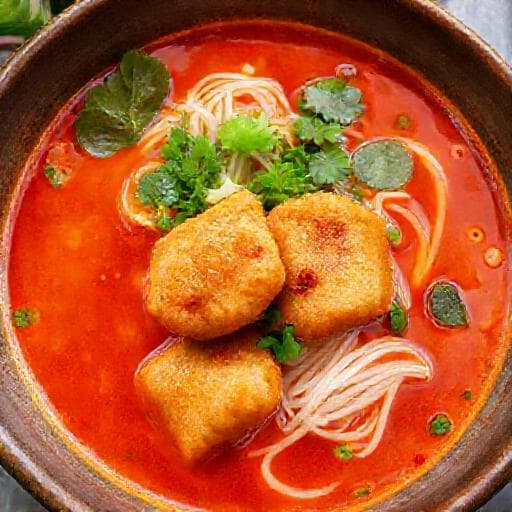 Bún chả cá Đà Nẵng sốt cay nồng