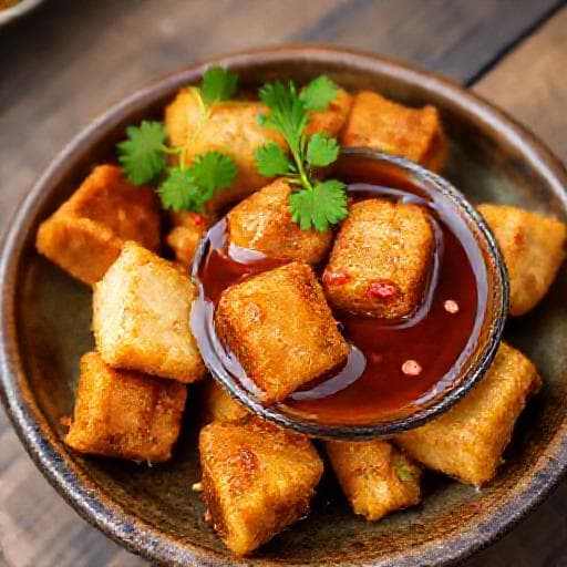 Đậu hũ non chiên giòn sốt mắm tỏi ớt