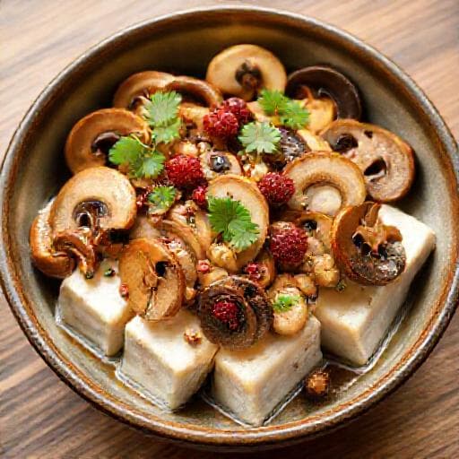 Đậu hũ hấp nấm thập cẩm kiểu cung đình