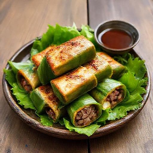 Đậu hũ cuốn lá lốt truyền thống