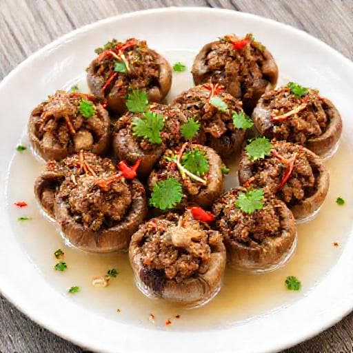 Nấm Hương Nhồi Thịt Hấp Nước Dừa