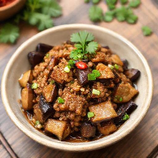 Cà tím xào thịt băm truyền thống