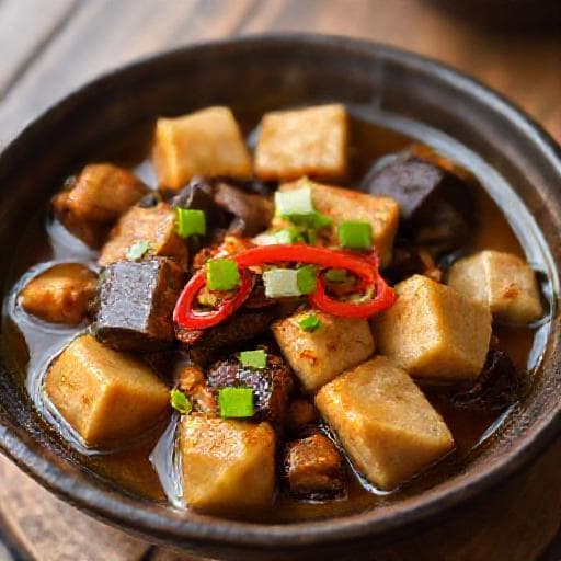 Cà Tím Om Đậu Phụ Sốt Tương Hột