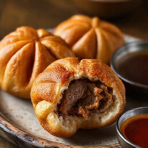 Bánh Bao Chỉ Nhân Thịt (Bánh Bao Chiên)