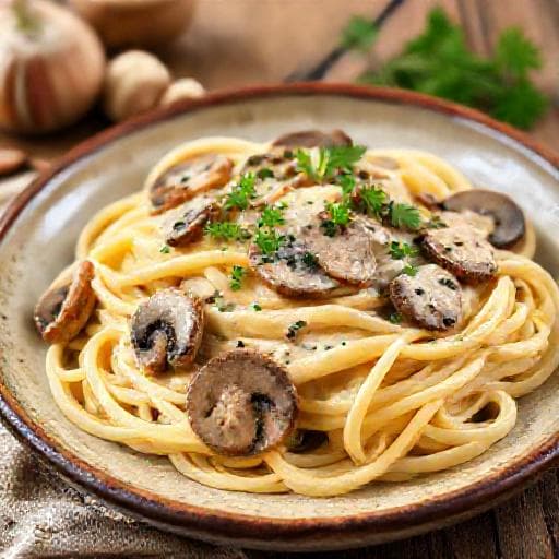 Mì Ý Sốt Kem Nấm Nhanh Gọn
