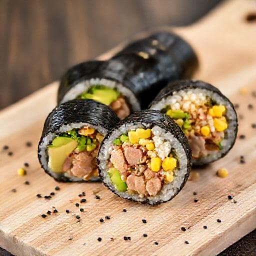 Kimbap Cá Ngừ Kiểu Fusion (Với Bơ và Ngô)