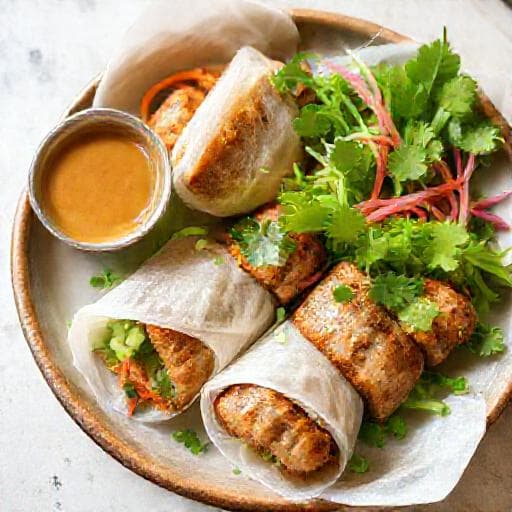 Nem nướng cuốn bánh tráng nhanh gọn